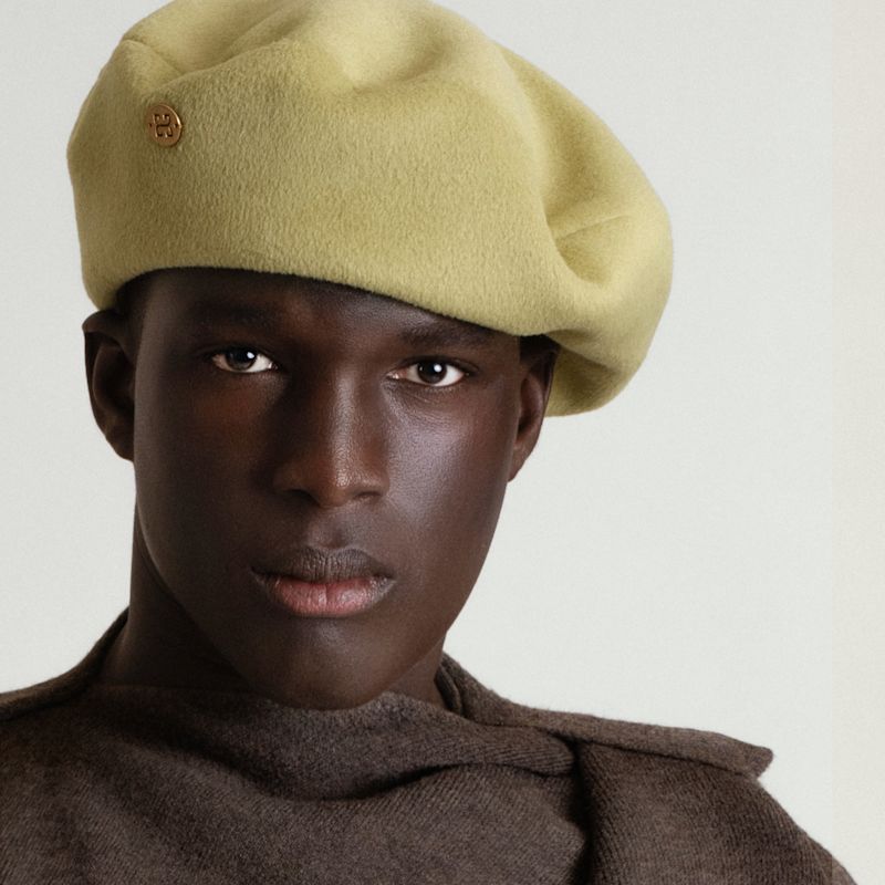 Chantel - Green Cashmere Wool Men Beret Hat | SIBI Hats | Wolf & Badger
