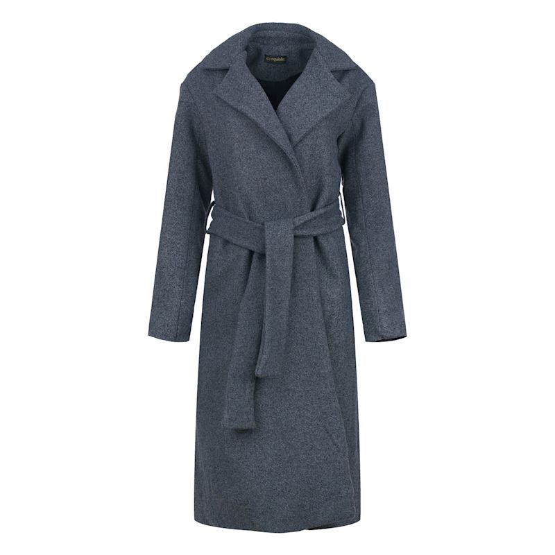 Sillage ウール コート charcoal grey WOOL COAT Charcoal Wool-Cotton Blend Coat With Shawl Collar & Elegant