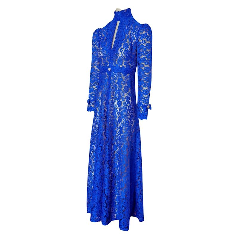 Cobalt Blue Vintage Lace Maxi Dress | Couture To Your Door | Wolf & Badger