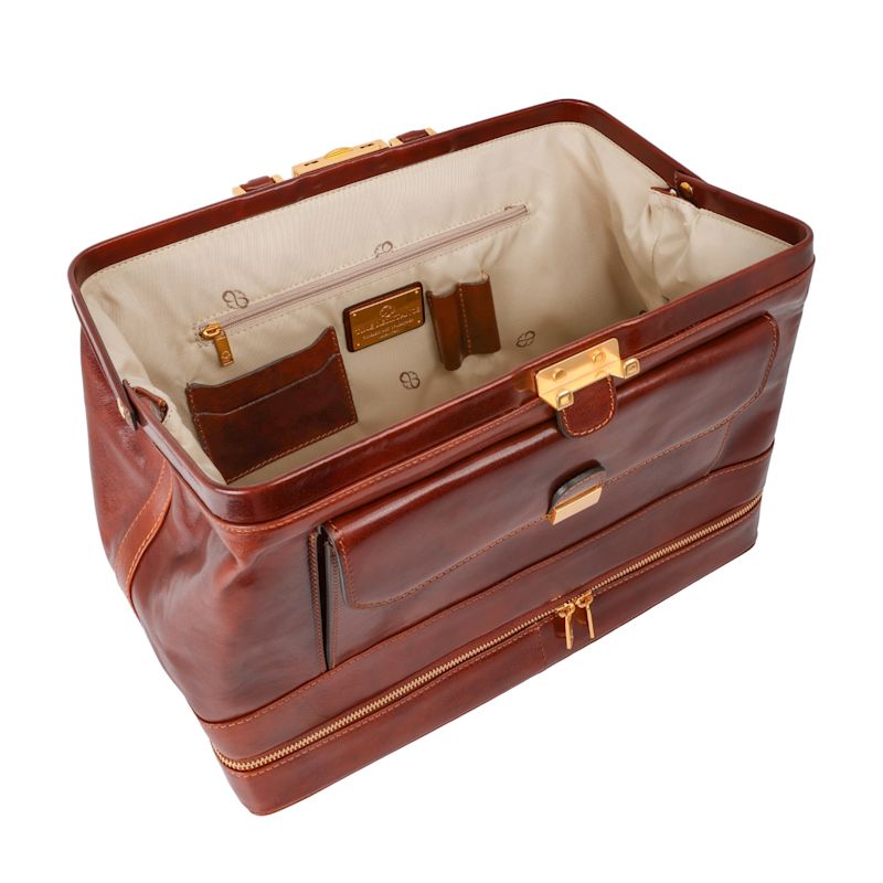 Fashion Versatile French Style Brown Calf Leather Doctor Bag
