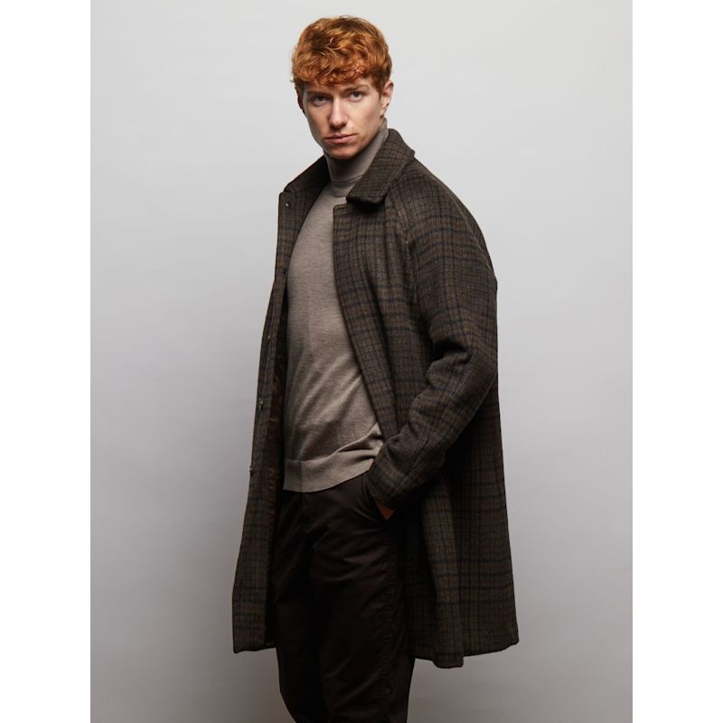 Coldstream Wool Check Overcoat - Brown Check | Guards London | Wolf ...