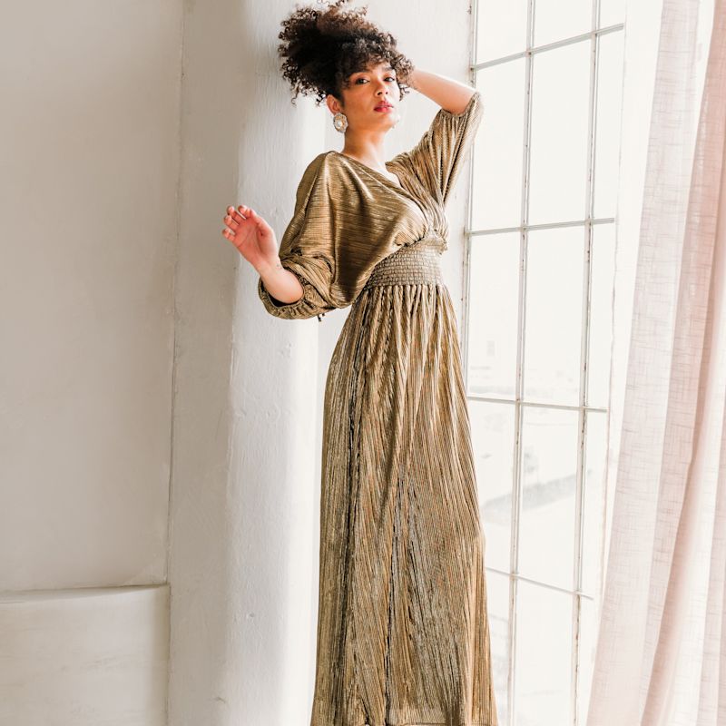 Colla Voce Dress in “Molten Gold”