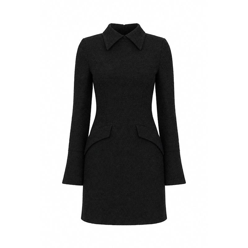 black structured mini dress Velvi - Evelyn Mini Dress - Black - Ruched Bustier Short Dress