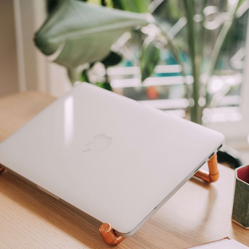 Solid Copper Pipe Laptop Stand – Handcrafted Bright Copper Desk Riser ...
