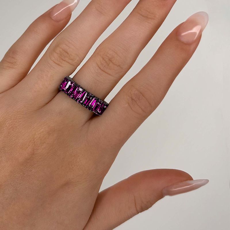 Culture Ring With Man Made Rubies In Premium Black Rhodium | SALLY ...