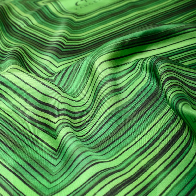Green Silk Scarf – Designer, Striped, Square | Kargede | Wolf & Badger