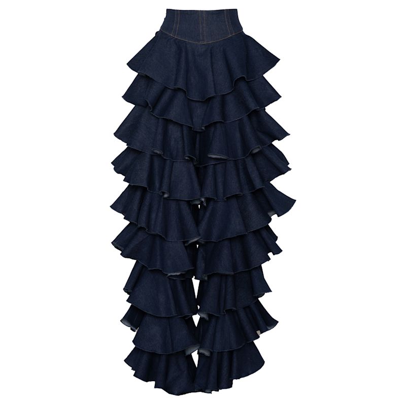 Daria Denim Ruffle Pants | OFUURE | Wolf & Badger