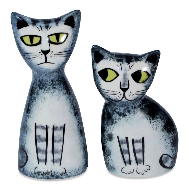 Salt & Pepper Shakers - Grey Tabby