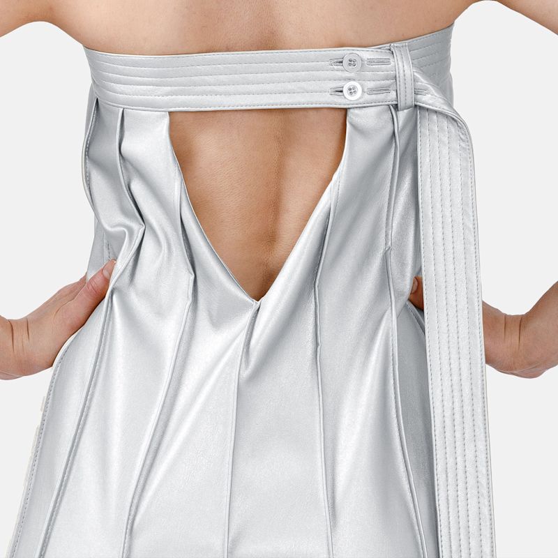 Elegant Silver Sleeveless Pleated Maxi Dress