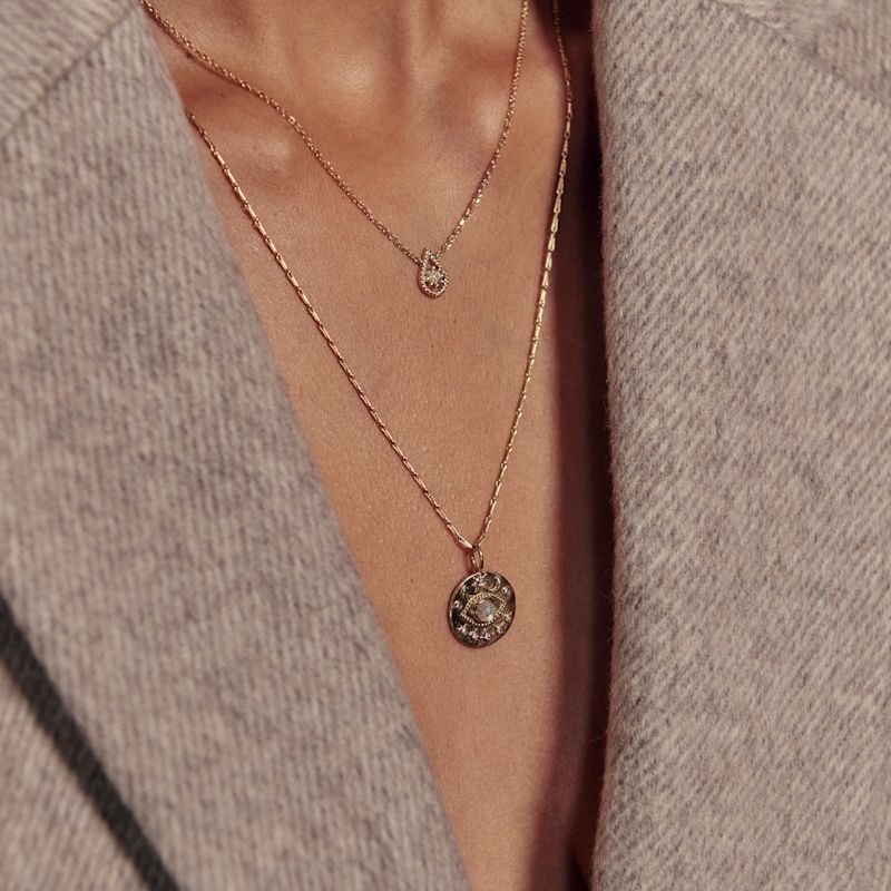 Diamond Paisley Teardrop Necklace 9K Gold | Zohreh | Wolf & Badger