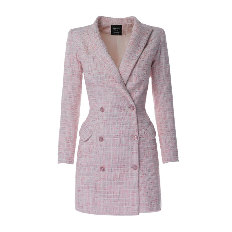 open lace back dress 21SIX Pink Rosa Taffeta Feather Blazer Dress