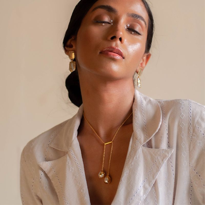 Gold Boond Pendant With Baroque Pearls | Dhwani Bansal | Wolf & Badger
