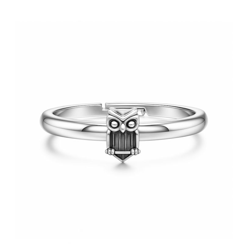 Sterling Silver Owl Ring – Symbolic, Nature-Inspired, Adjustable ...
