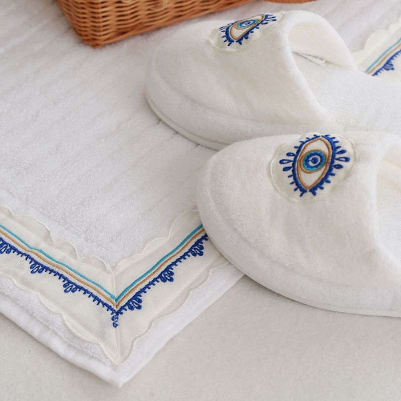 Evil Eye Themed Cotton Bath Mat | KM Home Collection | Wolf & Badger