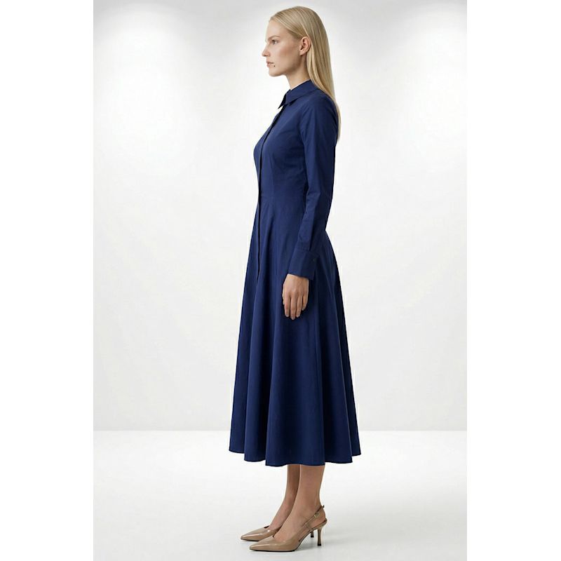 dusty blue mother of the bride dresses Dress Elegant A-Line Beading Long Sleev Check Cotton Shirt Dress ENGAGMENT PARTY Bust:36” (91.4cm)