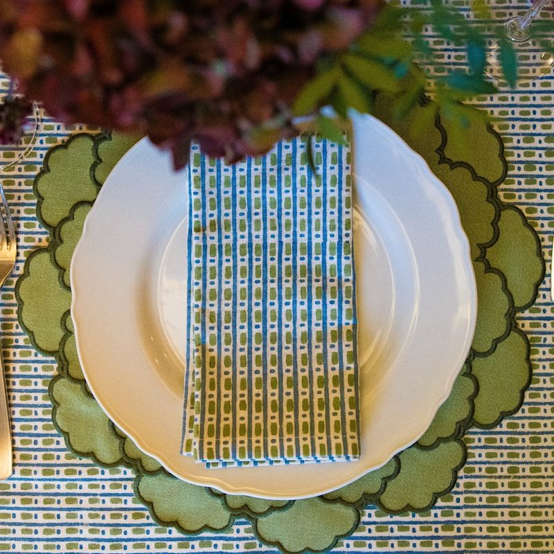 Fern Green, Round Scalloped Linen Placemats - Set Of Four | Rosie Dalia ...
