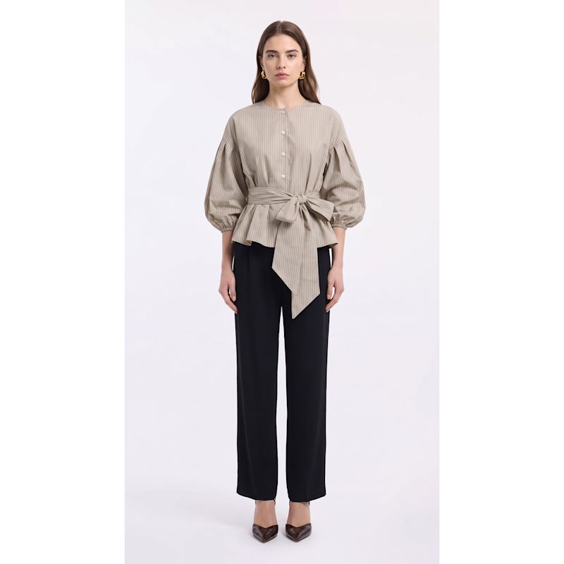 Fine-Striped Lightweight Taffeta Top With Mother-Of-Pearl Buttons And ...