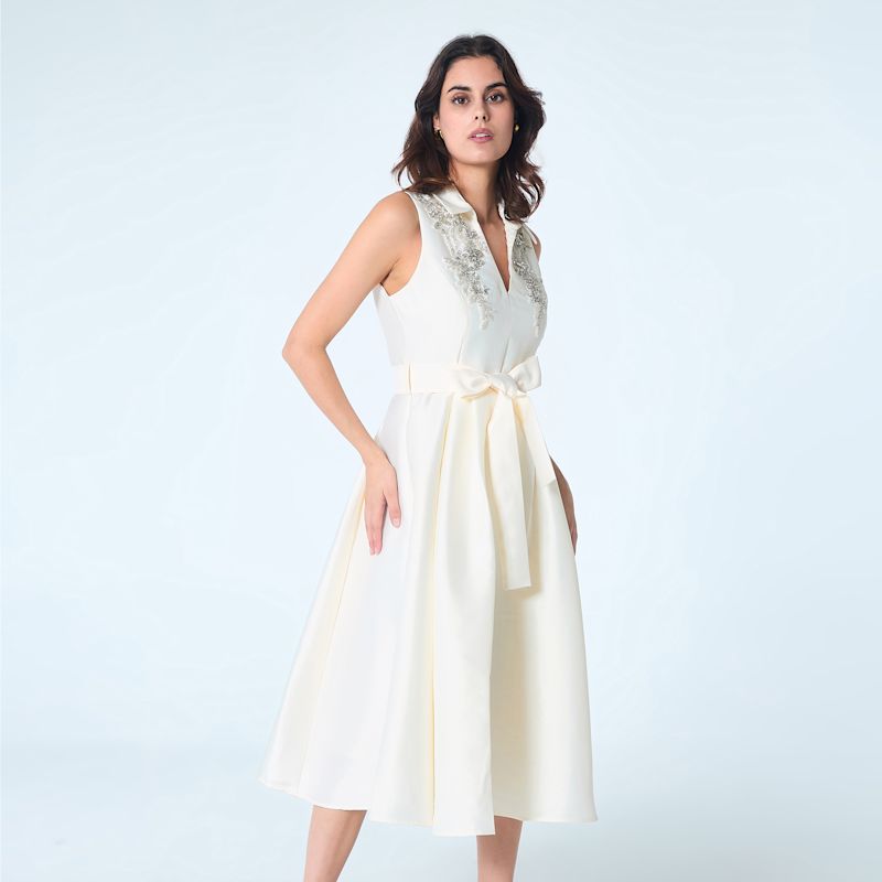 Smart And Joy Fit-and-flare Taffeta Cocktail Dress - White