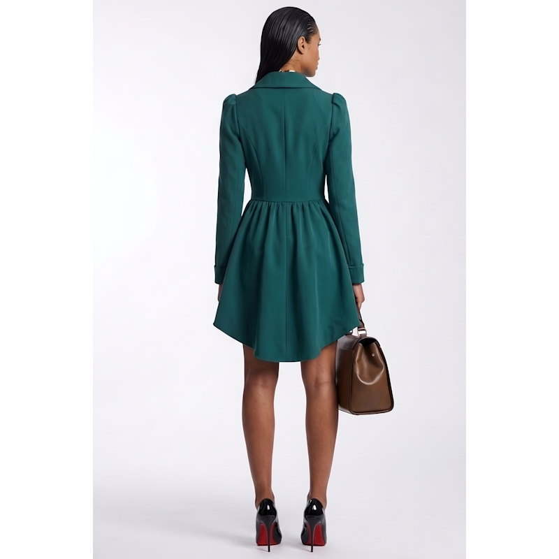 Flared Collar Jacket Dress - Teal | Layo G | Wolf & Badger