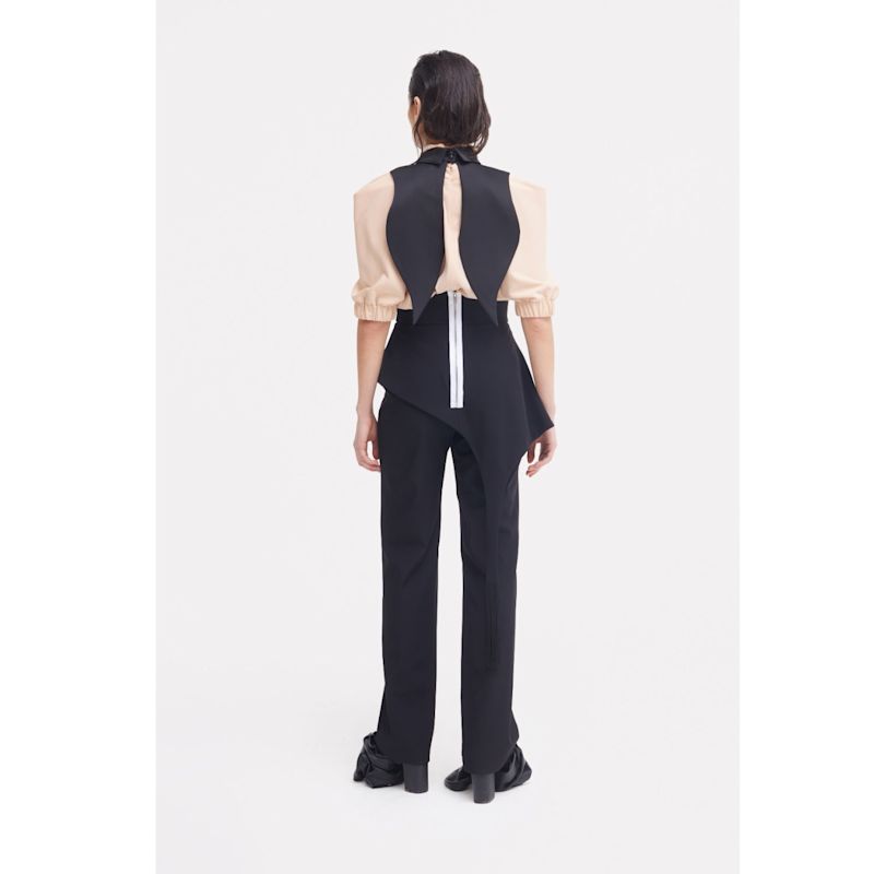 Full-Length Tailored Straight Leg Pants With Back Zipper Black | Julia ...