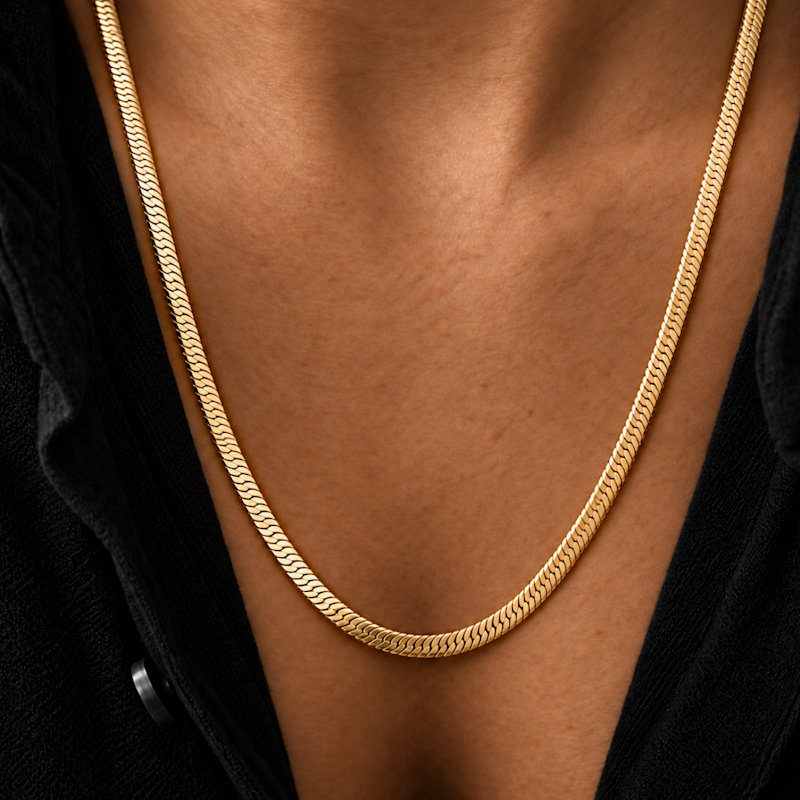 Gold Herringbone Chain Necklace | Outrage London | Wolf & Badger