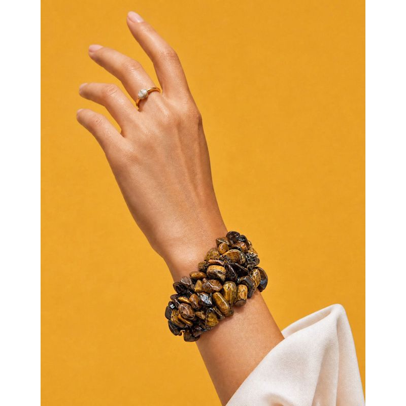 Golden Tiger's Eye Chunky Chip Stretch Beaded Bracelet | SAÉA | Wolf ...