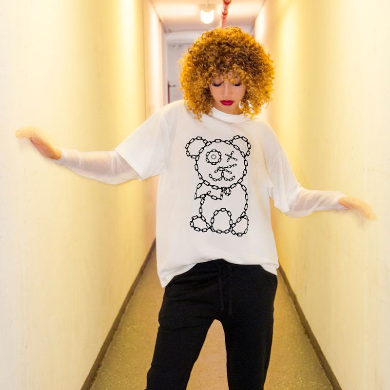 Graffiti Baby Bear Chain Link Sheer Layer T-Shirt | x ilona blue | Wolf ...