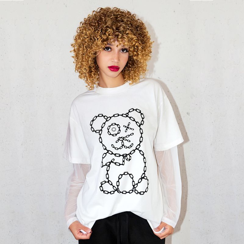 Graffiti Baby Bear Chain Link Sheer Layer T-Shirt | x ilona blue | Wolf ...