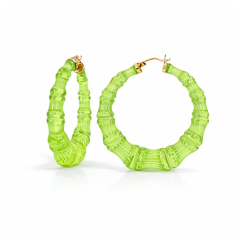 Green Bamboo Hoop Earrings | Gold & Honey | Wolf & Badger