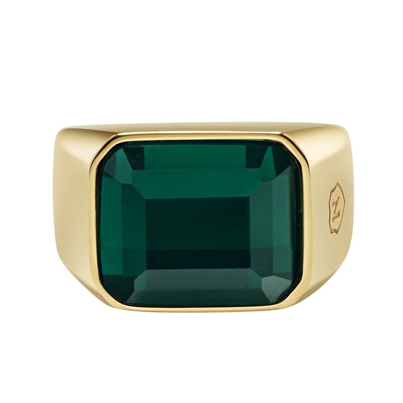 Green Zircon Signet Ring In Gold | Nialaya | Wolf & Badger