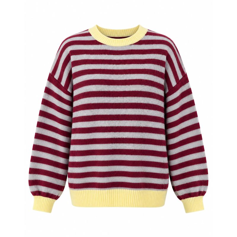 Grey, Burgundy & Yellow Striped Pia Sweater | Mind Traveler | Wolf & Badger