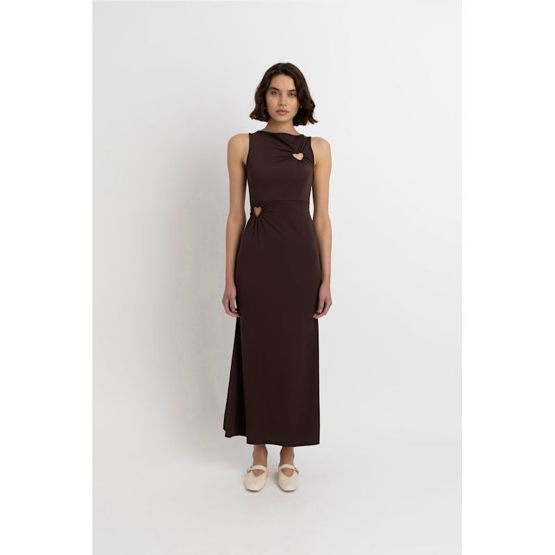 Amy Lynn Harlie Heart Cut-Out Maxi Dress - Brown