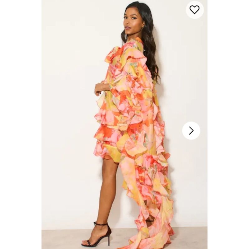 Heavy Tiered Ruffle Oversized Dress In Red Floral Print | CY Boutique ...