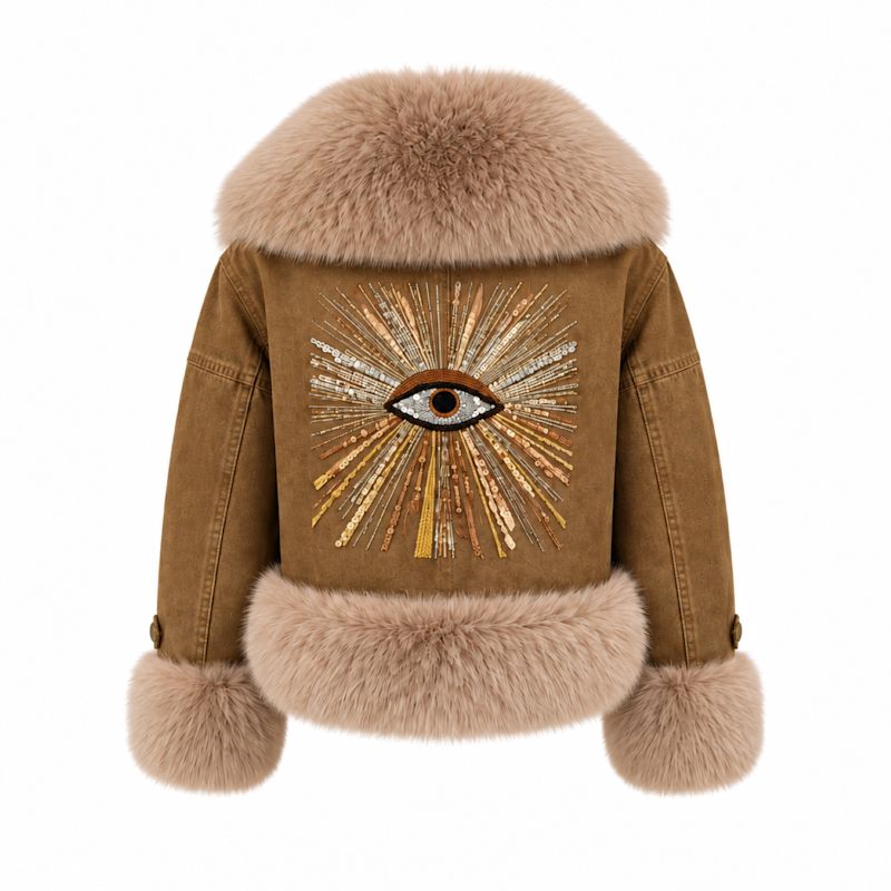 Jacket Code Denim Art Eye Brown | SORENA | Wolf & Badger