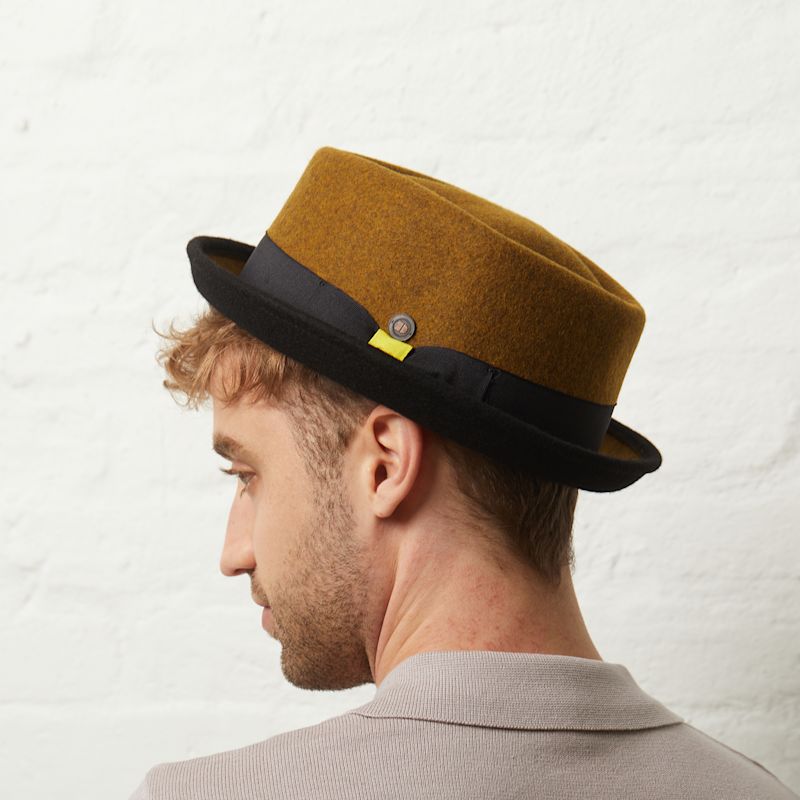 Jackson Mustard Yellow Wool Felt Two Toine Porkpie Hat | Dasmarca