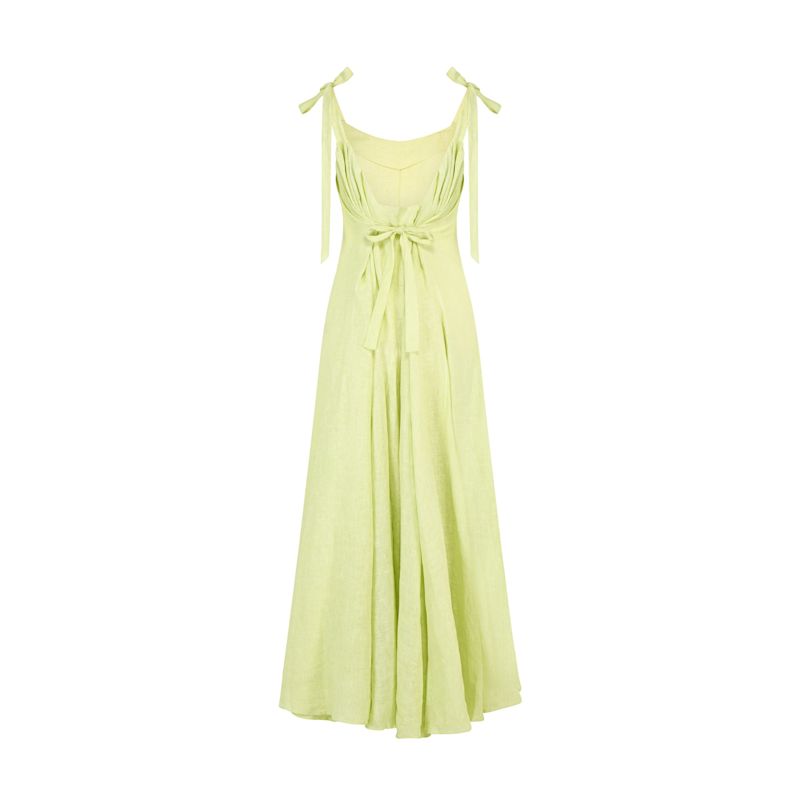Kaya Maxi Linen Dress In Pale Chartreuse Yellow | SANCTUMOM | Wolf & Badger