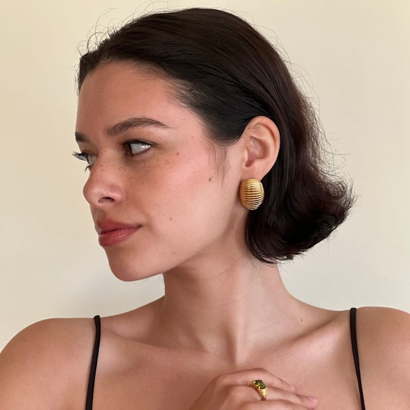 Julia Shell Stud Gold Vintage Earrings | Nazzar | Wolf & Badger