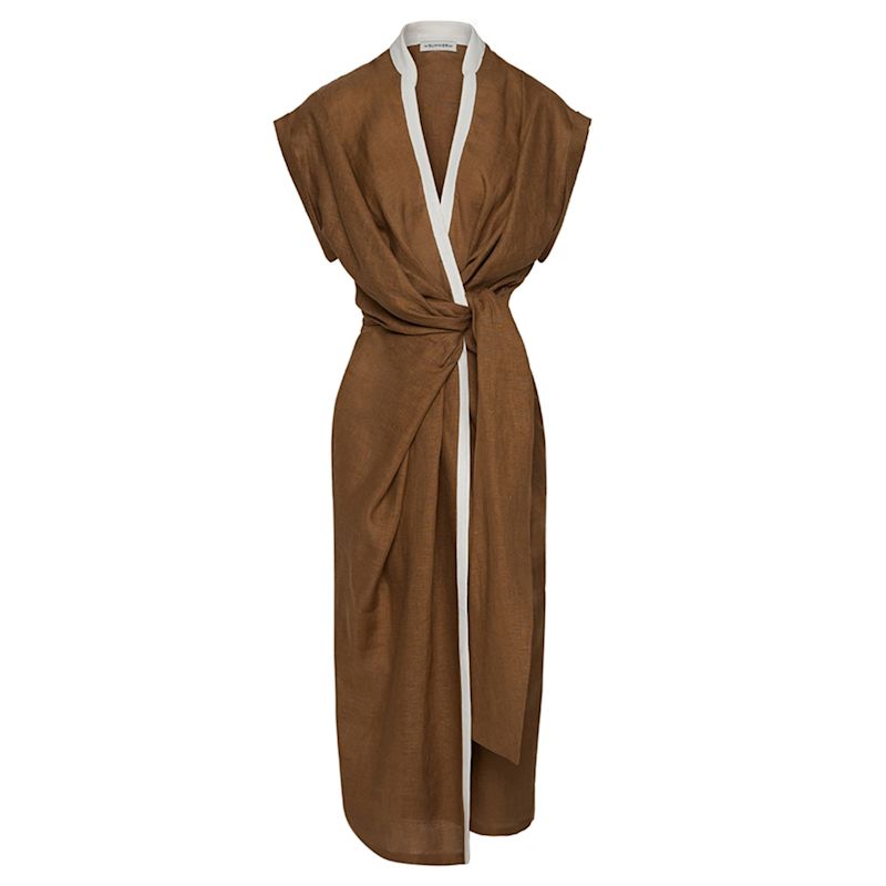 chinese dress ladies Mini Summer Linen Wrap Dress – Lightweight Wrap Dress main image 0