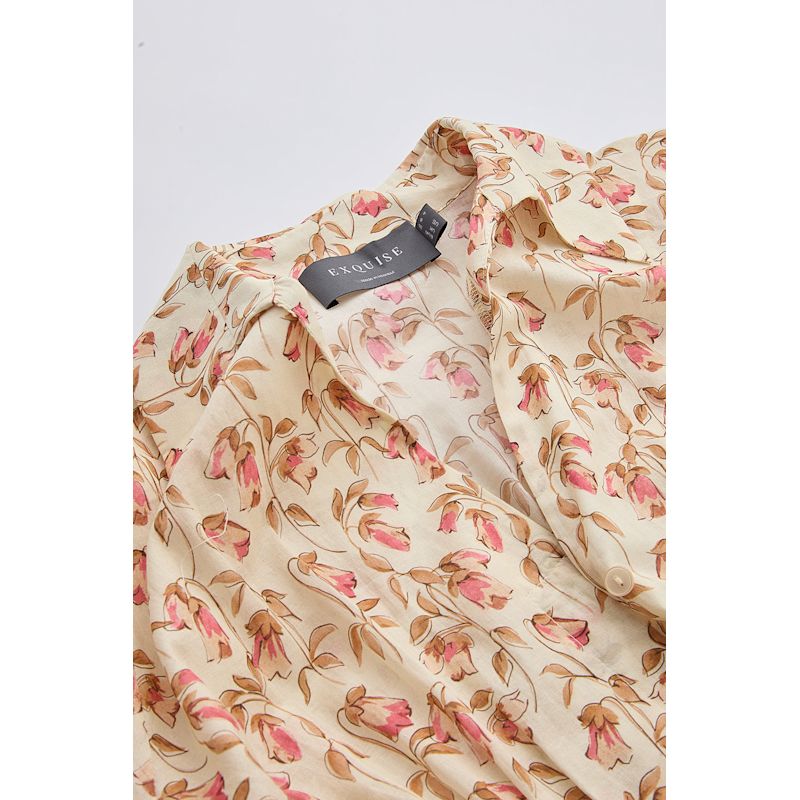 Katie Fitted Waist Floral Midi Shirt Dress- Multi Color | EXQUISE ...