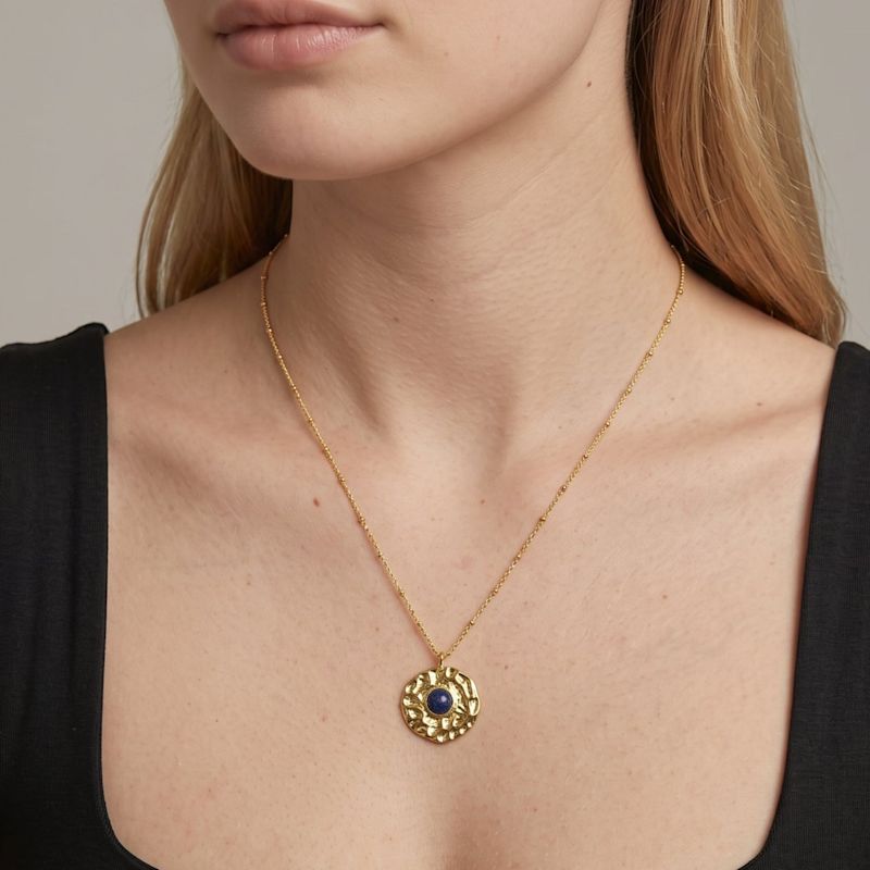 Kin Molten Gold & Navy Stone Pendant Necklace | Uchi & Soto | Wolf & Badger