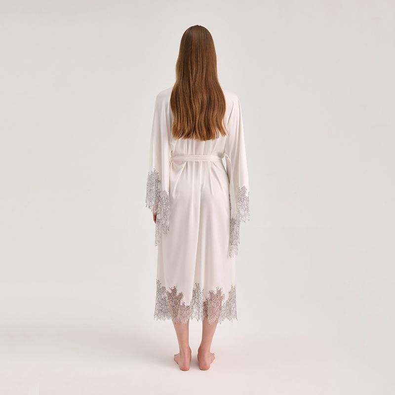 Lace Detailed Maxi Robe - White | Avenue 8 | Wolf & Badger