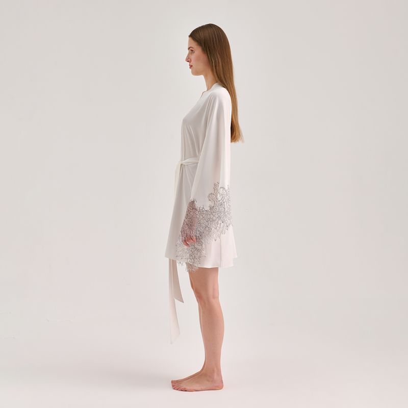Lace Detailed Mini Robe - White | Avenue 8 | Wolf & Badger