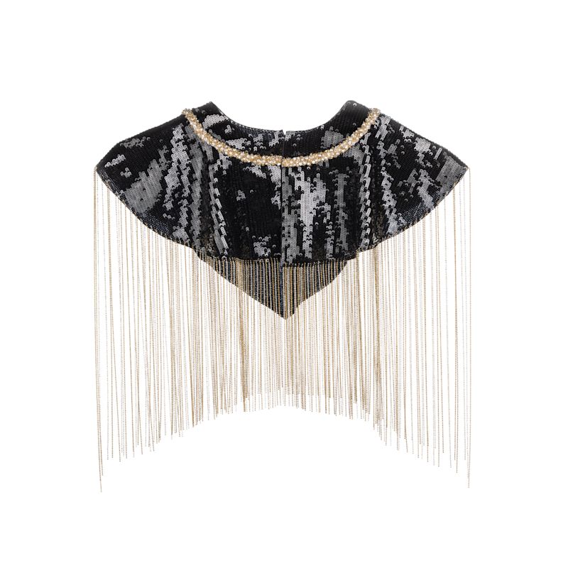 LIZ DRESS WITH HAND-BEADED DETAILS AND BEADED TASSEL