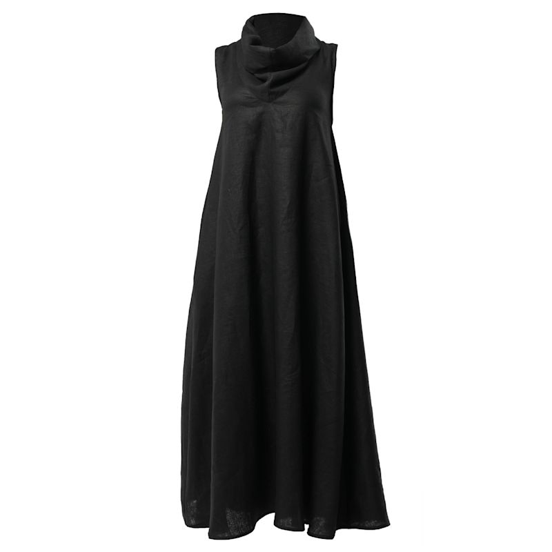 chinese dress ladies Tie-Neck Dress in Stretch Linen