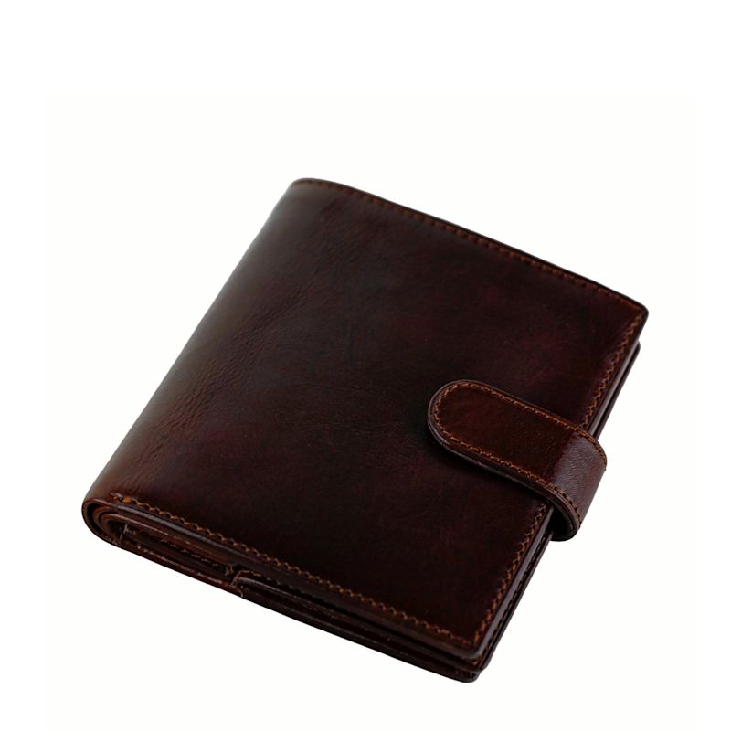 Leather Bifold Wallet With A Snap Closure - Ironweed - Brown | Time ...