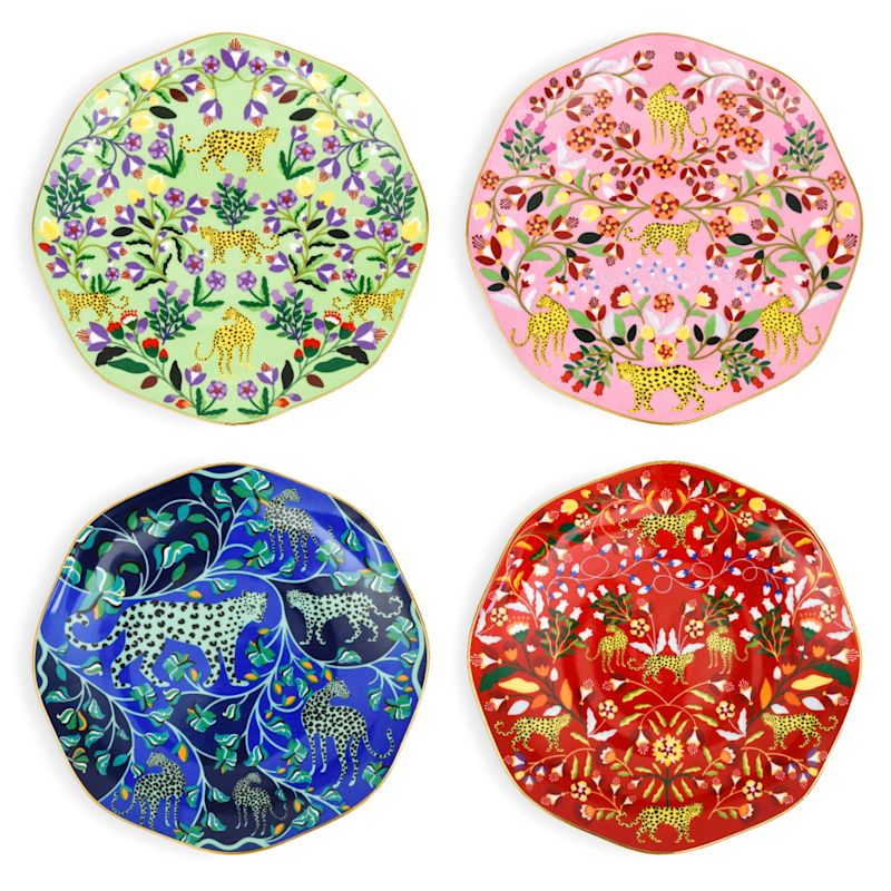 Leopards Forest Salad Plates, Set Of Four