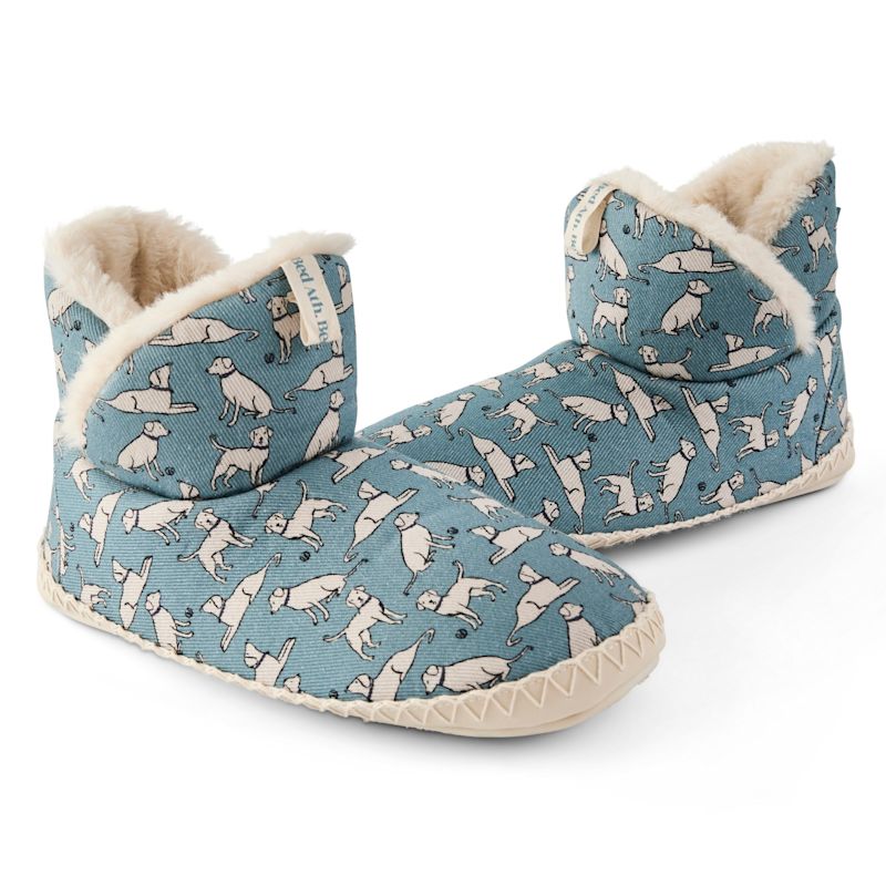 Lily - All Over Labrador Dog Print Slipper Boot - Denim | Bedroom ...
