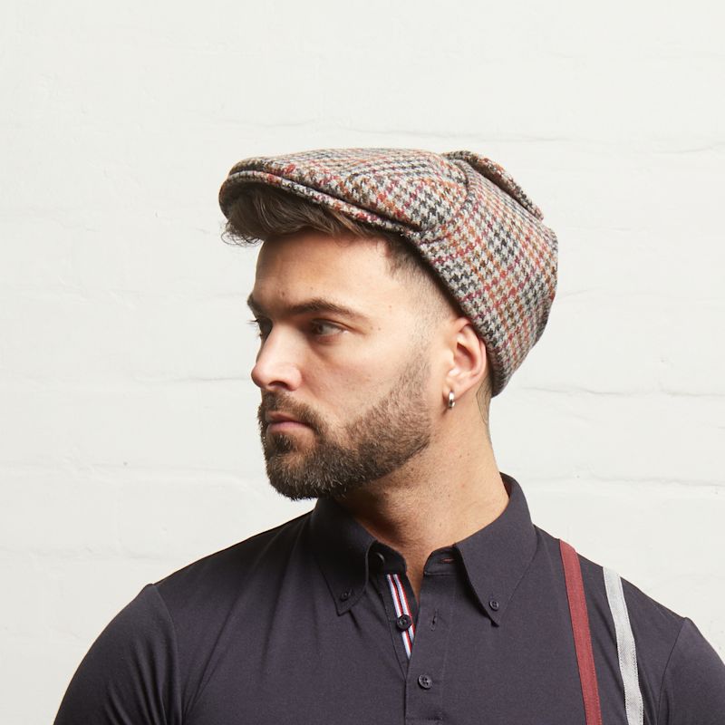 Logan Saddle Tweed Wool Checks Italian Cap With Earflaps Trapper ...