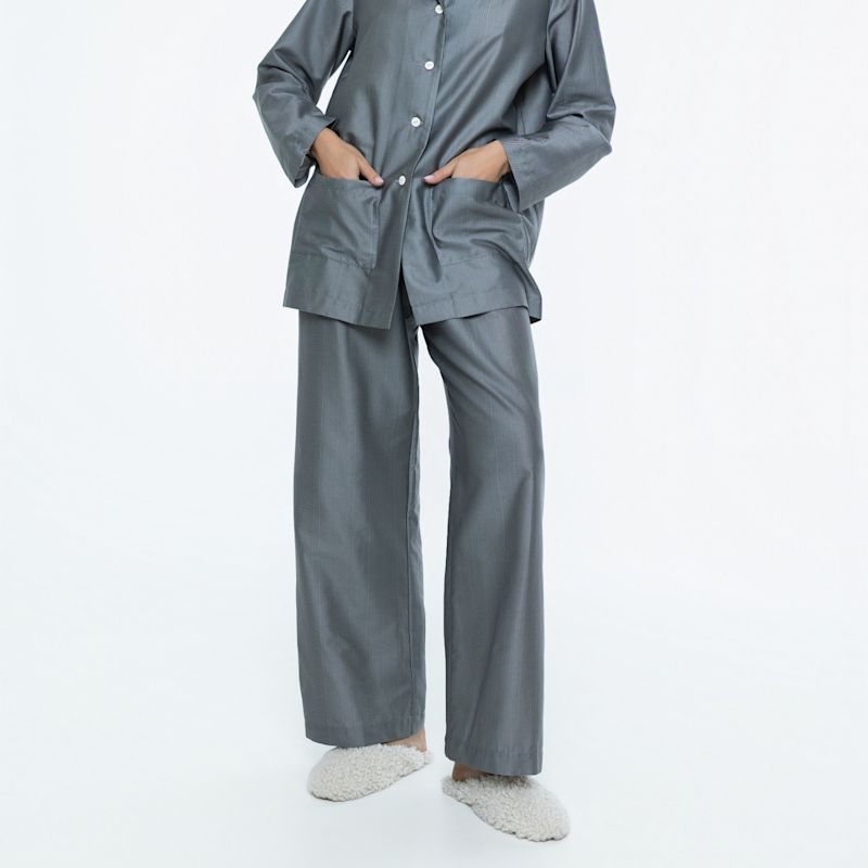 Long Pyjamas Set Stripe In Line Grey | DecoFlux Home | Wolf & Badger