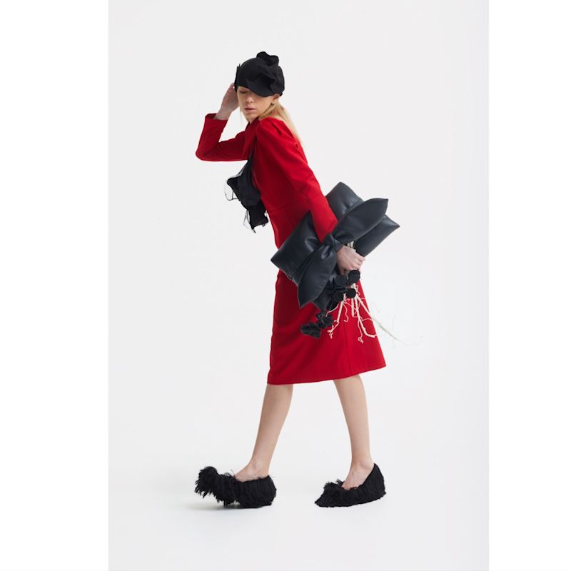 Long Sleeve Solid Formal Midi Dress – Red | Julia Allert | Wolf & Badger